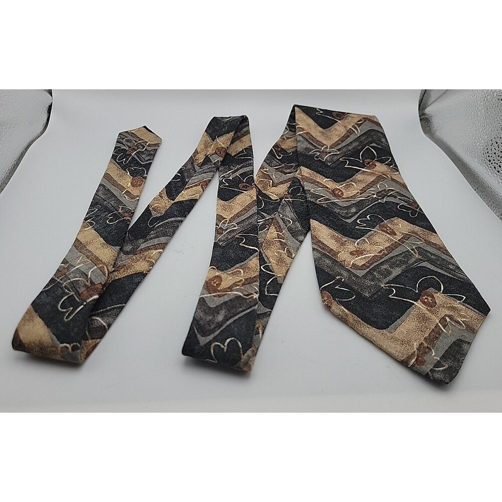 BUGATTI 100% Italian Silk Tie Earthtones Modern Design Gentleman